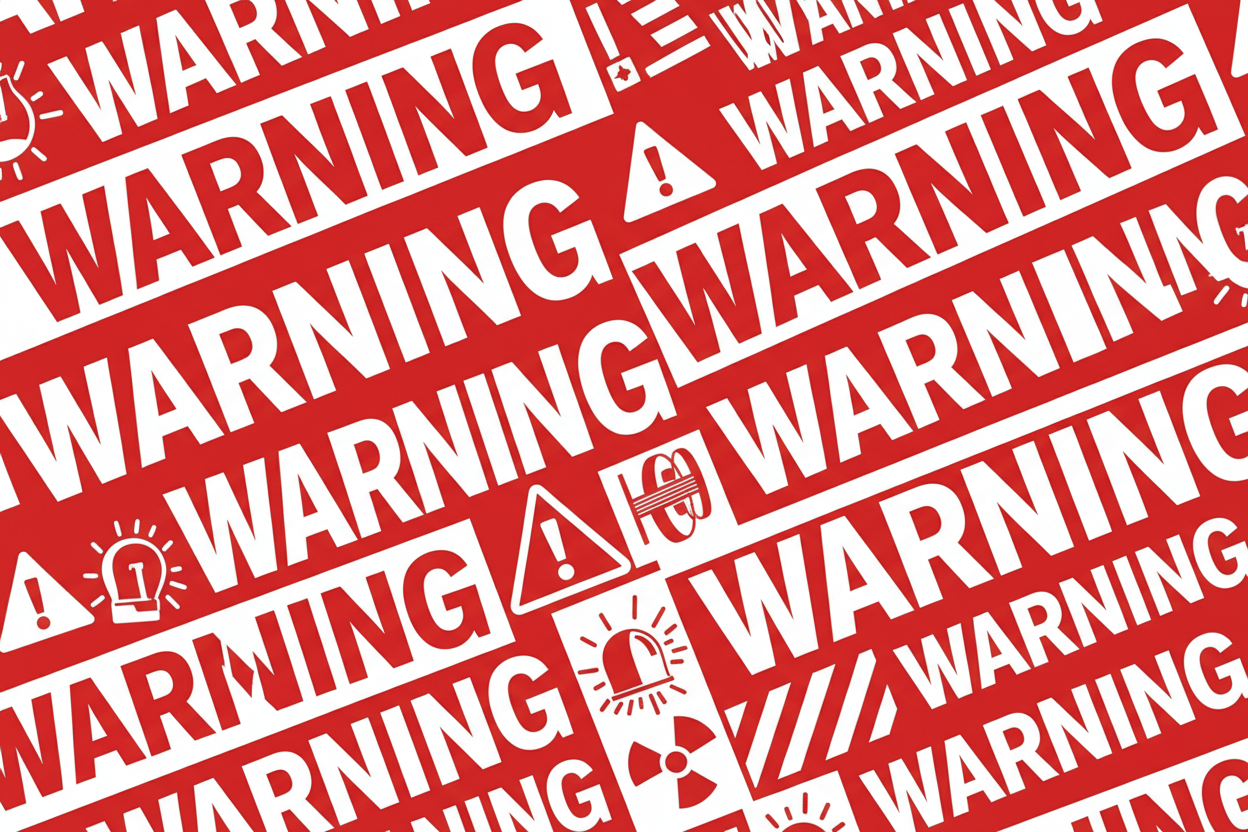 J'aimerai une image avec warning écrit partout, avec des couleurs rouges et blanches qui marque visuellement les clients